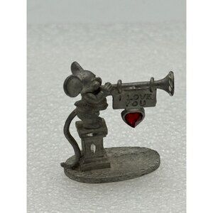 Vintage Spoontiques Pewter Miniature I Love You Mouse Figurine